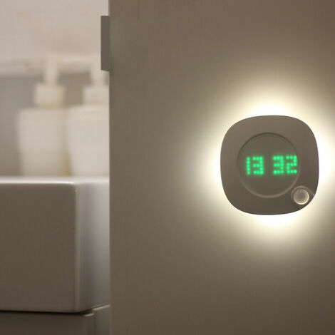 LED PIR Motion Sensor Wall Clock Lamp 360 Degree USB Modern Design Digital Watch Time Indoor Kitchen Bathroom Study Night Light
