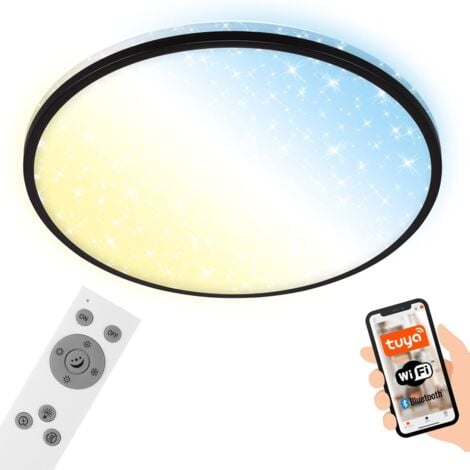 LED plafoniera CCT WiFi Bluetooth decorazione stellata 42W nero Ø33cm Briloner