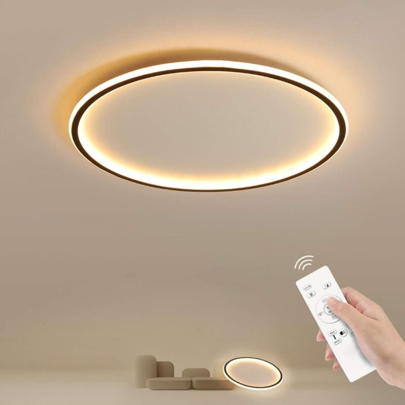 Led plafonnier 45W, anneaux en aluminium plafonnier gradation plafonniers avec télécommande pour salon, chambre, cuisine, couloir