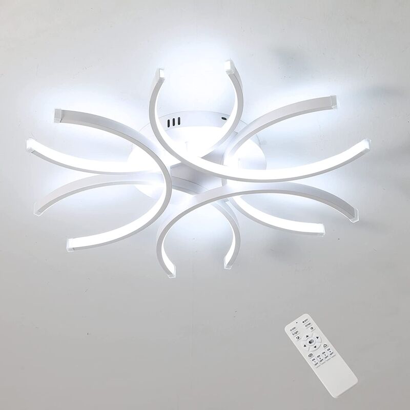 Led Plafonnier , 45W 6400LM Dimmable Télécommande Plafonniers, Pétales Courbes Modernes pour Salon, Chambre, Couloir, Salle à Manger, Blanc,
