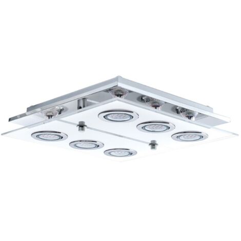 LED plafonnier Cabo Square 6x3w - 3000K - 34cm chromé - 30932