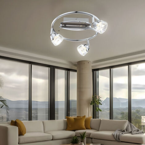 LED plafonnier cocarde chrome salon salle à manger cristal verre spot mobile  Globo 56179-3