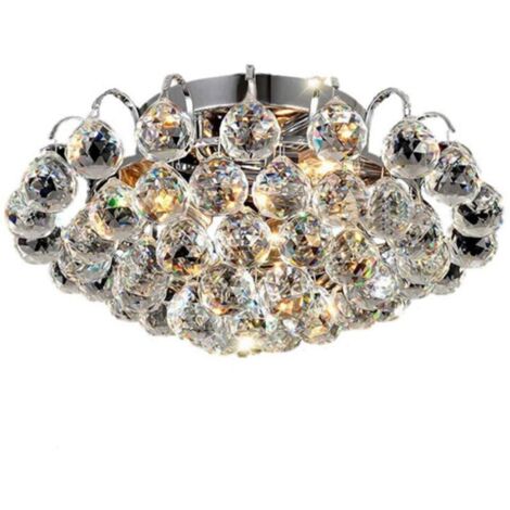 LED Plafonnier en Cristal Chrome, Moderne Luxe Lustre Lampe de Plafond Éclairage Design E14 pour Chambre à Coucher, Couloir, Salon