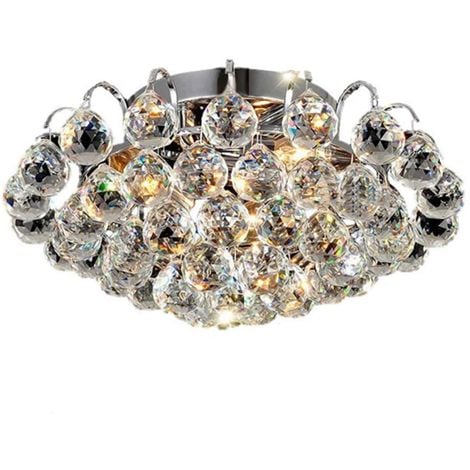 LED Plafonnier en Cristal Chrome, Moderne Luxe Lustre Lampe de Plafond Éclairage Design E14 pour Chambre à Coucher, Couloir, Salon - Transparent
