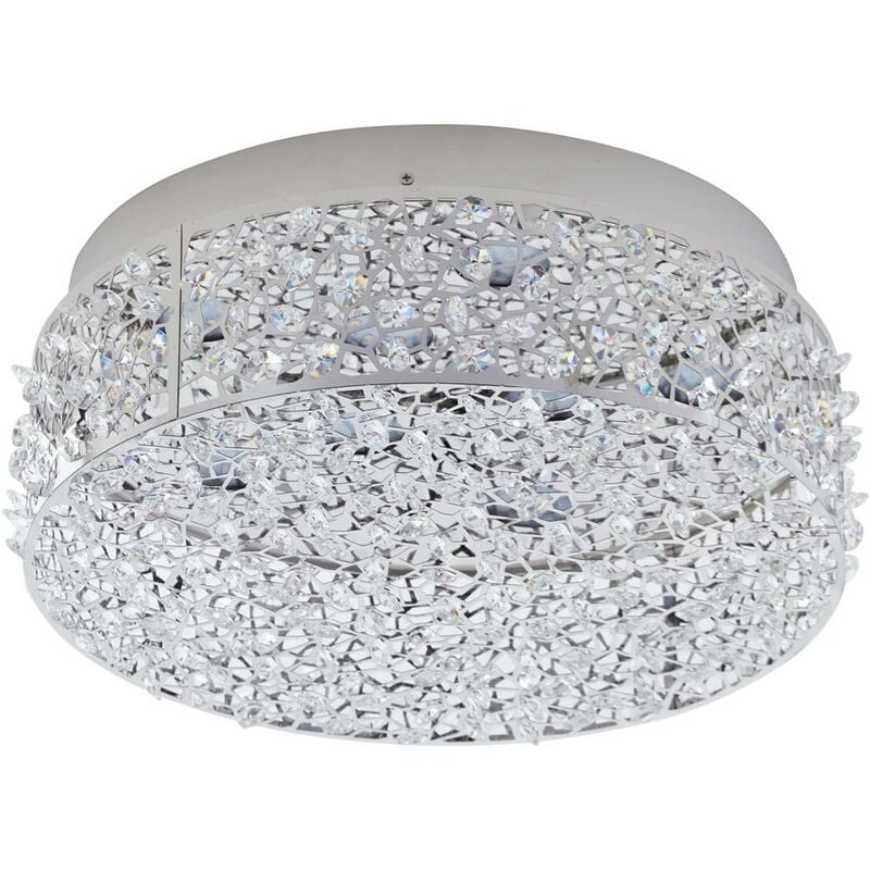 LED Plafonnier 'Felias' en métal pour chambre à coucher - chromé, transparent