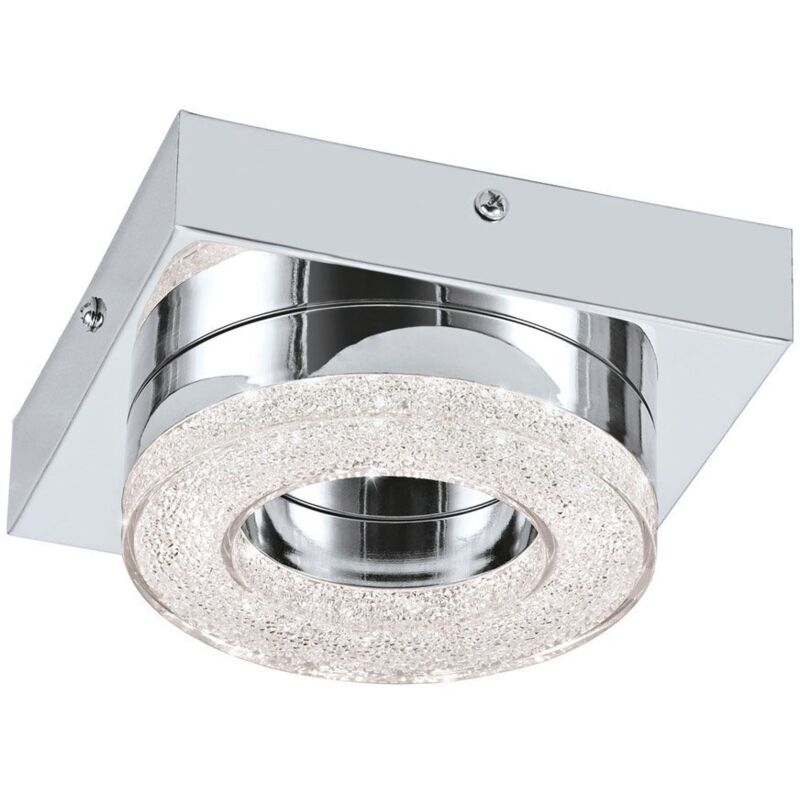 Plafonnier LED cristal lumière salon spot chrome anneau 1 drapeau Eglo 95662