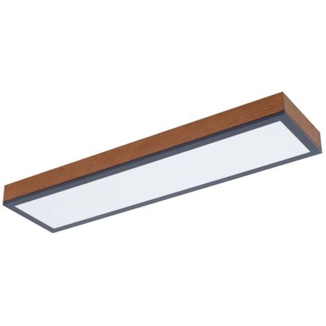 LINDBY LED Plafonnier 'Laviona' en bois pour salon & salle à manger - gris graphite, bois clair, blanc