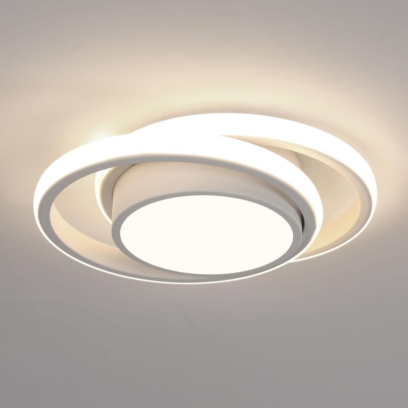 Plafonnier led Moderne, Lampe de Plafond Ronde 27cm pour Couloir, Chambre à Coucher, Salle de Bain, Cuisine, Salon - 32W - Blanc - Lumière Neutre