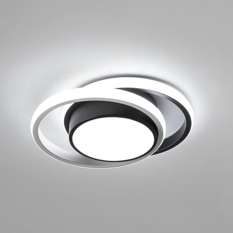 Comely - Plafonnier led Moderne, Lampe de Plafond Ronde 27cm pour Couloir, Chambre à Coucher, Salle de Bain, Cuisine, Salon - 32W - Noir et Blanc