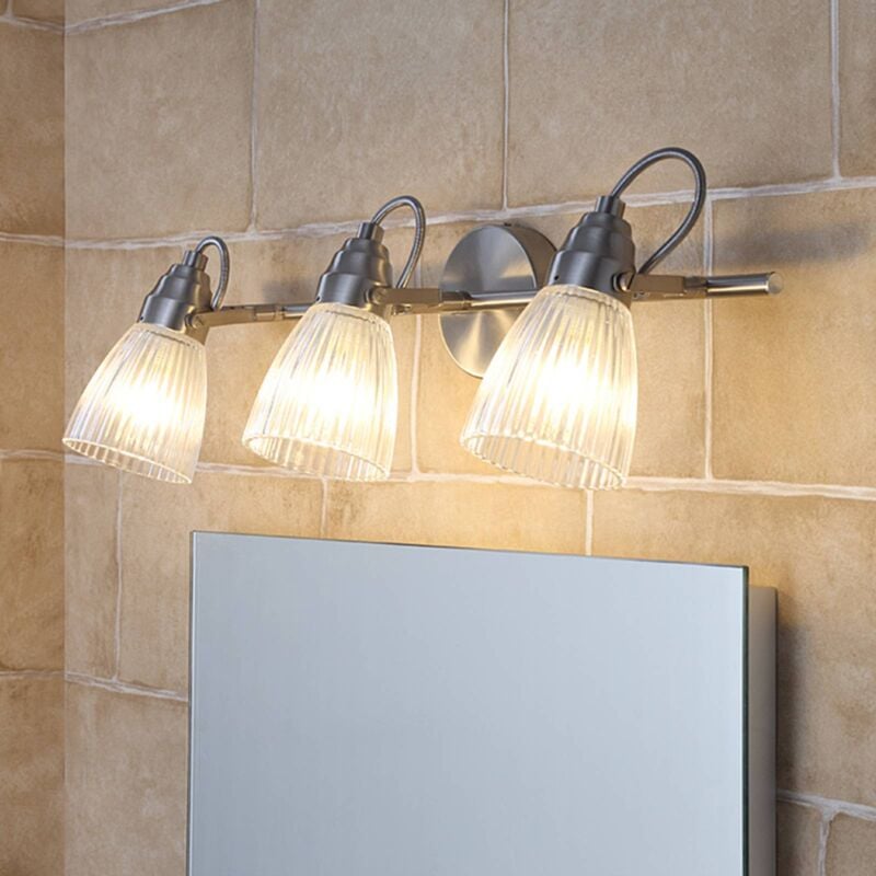 Lindby - LED Applique Murale 'Kara' en verre pour salle de bain - transparent, nickel mat