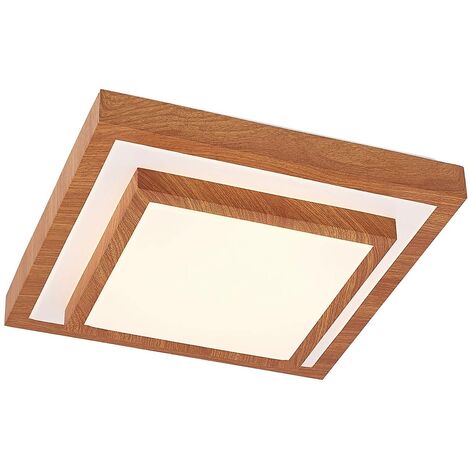 LED Plafonnier 'Tiril' pour bureau - bois clair, blanc