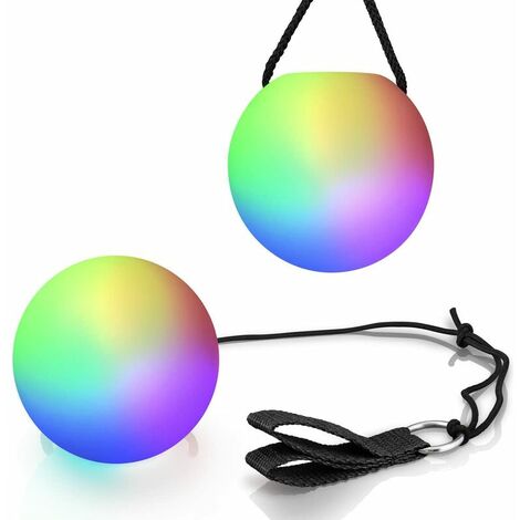 LED Poi Ball Swirling Light Rave Spielzeug (2er-Set) Poi-Bälle mit Farbwechsel