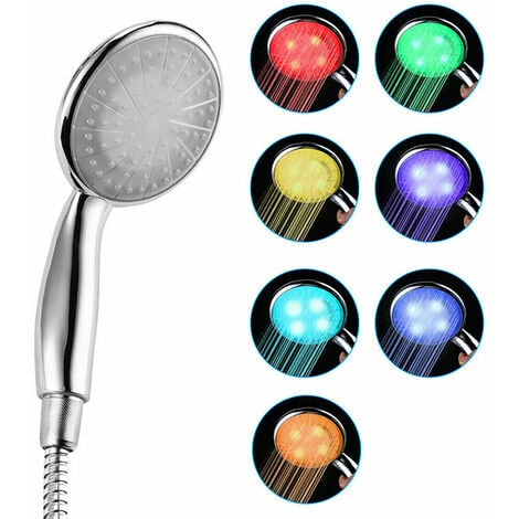 pommeau de douche LED controle de temperature llumiere colorée pressurisé  économie d'eau temperature numérique douche à main