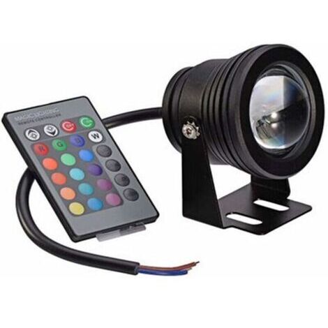 LED-Poolbeleuchtung mit Fernbedienung, farbwechselnde Unterwasser-Aquarienleuchte (schwarzes RGB-Gehäuse) 10W [Energieklasse A]
