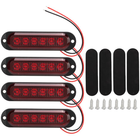 LED-Positionsleuchten und Seitenleuchten für Anhänger, 4er-Set, hohe Helligkeit, 90 lm, LKW-Seitenleuchten, IP65 wasserdicht, 6 LED-Notfallblitz für LKW 12-24 V (rot).