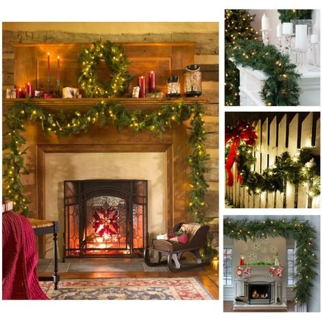 LED Pre-Lit Christmas Garland with 35 Warm White Xmas Lights Lamps with Timer Function 270 cm, 9ft