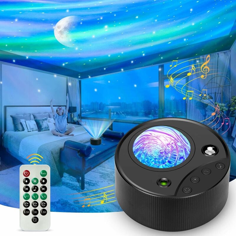 Led Projecteur Ciel Étoilé, 3 en 1 Projecteur Galaxie Aurora avec Bruit Blanc,Télécommande,Timer, pour Les fêtes Cadeau de Noël de Pâques ou