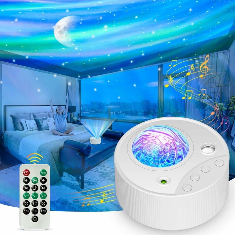 Led Projecteur Ciel Étoilé, 3 en 1 Projecteur Galaxie Aurora avec Bruit Blanc,Télécommande,Timer, pour Les fêtes Cadeau de Noël de Pâques ou