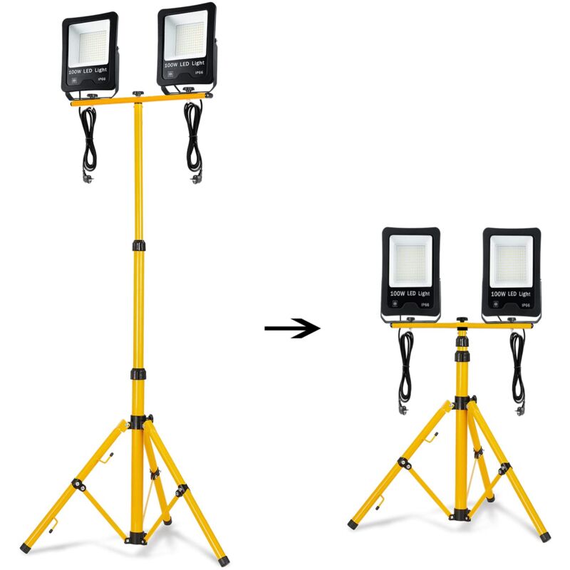 Led Projecteur de Chantier Lampe de Travail led Floodlight 3M Étanche IP66 pour l'intérieur et l'extérieur(100W, Blanc Froid) Naizy