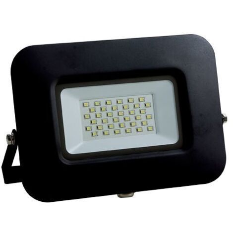 LED Projecteur Lampe avec Epistar Leds 30W Noir 6000K IP65 Extra Plat