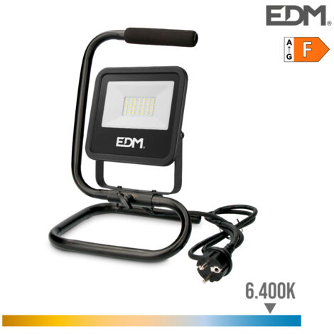 LED-Projektor mit Ständer, 30 W, 2370 lm, 6400 K Kaltlicht, schwarze Serie EDM