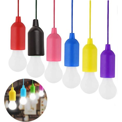 LED Pull Cord lumière, Pull Light Lampe Portable LED Cordon Ampoule 6 Couleurs pour Jardin Patio et Tente D'extérieur Intérieur éclairage-Fei Yu