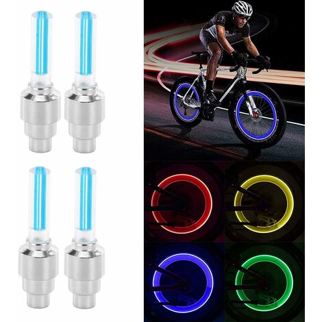 LED-Radlicht, 4 Stück LED-Blitz-Reifen-Rad-Ventilkappen-Licht für Auto -Fahrrad-Motorrad-Rad-Licht-Reifen (Blau)