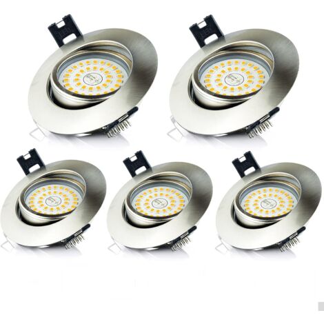 LED Recessed Bathroom Spotlight IP44 5W Warm White - Extra Flat Round Recessed Ceiling Lighting for Kitchen, Living Room, Hallway (Pack of 5)