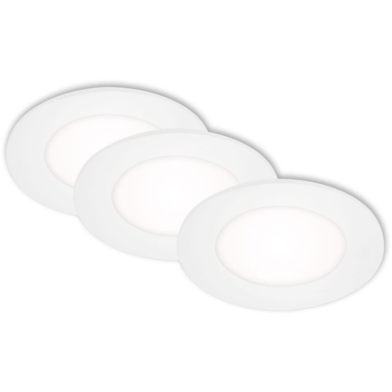 Briloner - Lampe led encastrée leuchten flat in, 3 w, 350 lm, IP23, blanc, plastique, set de 3, ø 8,6 cm