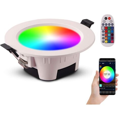 LED Recessed Spotlight RGB Color Adjustable Brightness 700 Lumens with Remote Control for Living Room Bathroom Kitchen Hallway Exhibition,5W (Pack of 1)