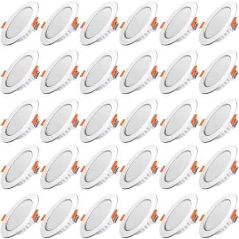 LED Recessed Spotlight,Extra Flat,Recessed LED Spotlight Indoor Ceiling Light,Round Ultra Slim Downlight,5W Equivalent 40W Incandescent,230V Warm White 2700K,For Living Room,Kitchen,Pack of 30