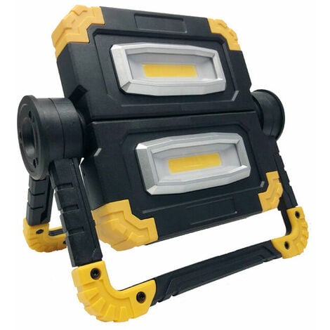 LED Rechargeable Work Light Portable - 2 COB 2000 Lumens Flood & Spot Lighting 360° Rotation USB Cordless Folding Lamp Battery Security Floodlight for Workshop Garage Loft Fishing Outdoor Emergency