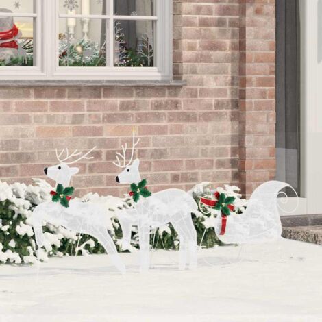 LED Reindeers 3 pcs Cold White Fabric vidaXL
