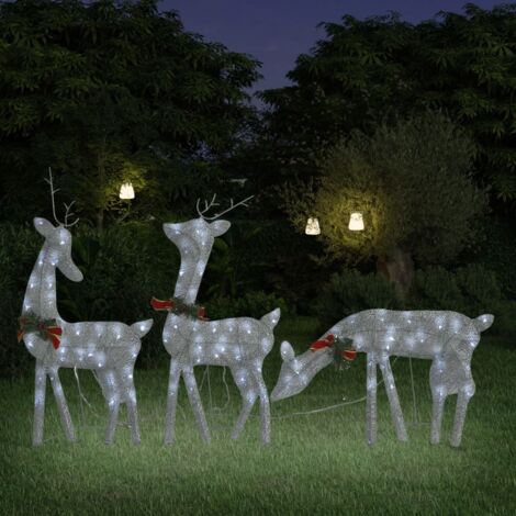 LED-Rentiere Weihnachtsdeko für Innen und Außen 270x7x90 cm Silbern Kaltweiß FUCIA34526