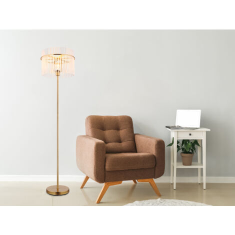 LED Retro Stehleuchte mit transparenten Echtglas Stäben, Höhe 152cm