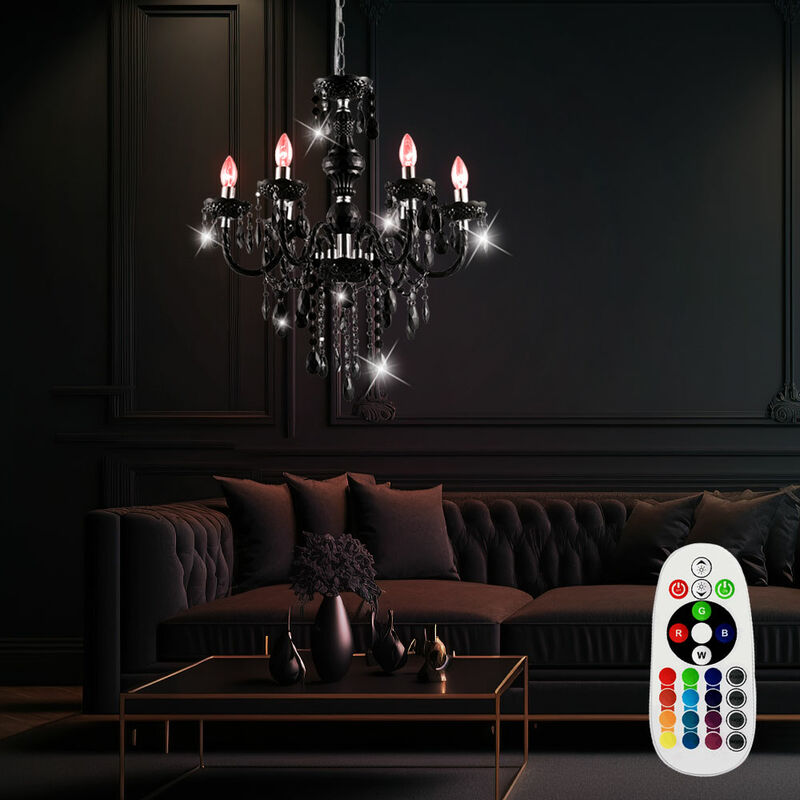 Etc-shop - Hänge Leuchte Kronleuchter Fernbedienung Decken Lampe schwarz im Set inklusive RGB LED Leuchtmittel