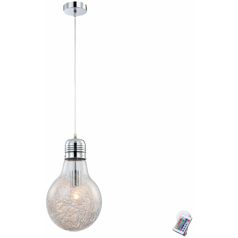 Etc-shop - Lampe à suspension chromée, gradateur, optique d'ampoule, suspension de plafond dans un ensemble comprenant des ampoules LED RVB