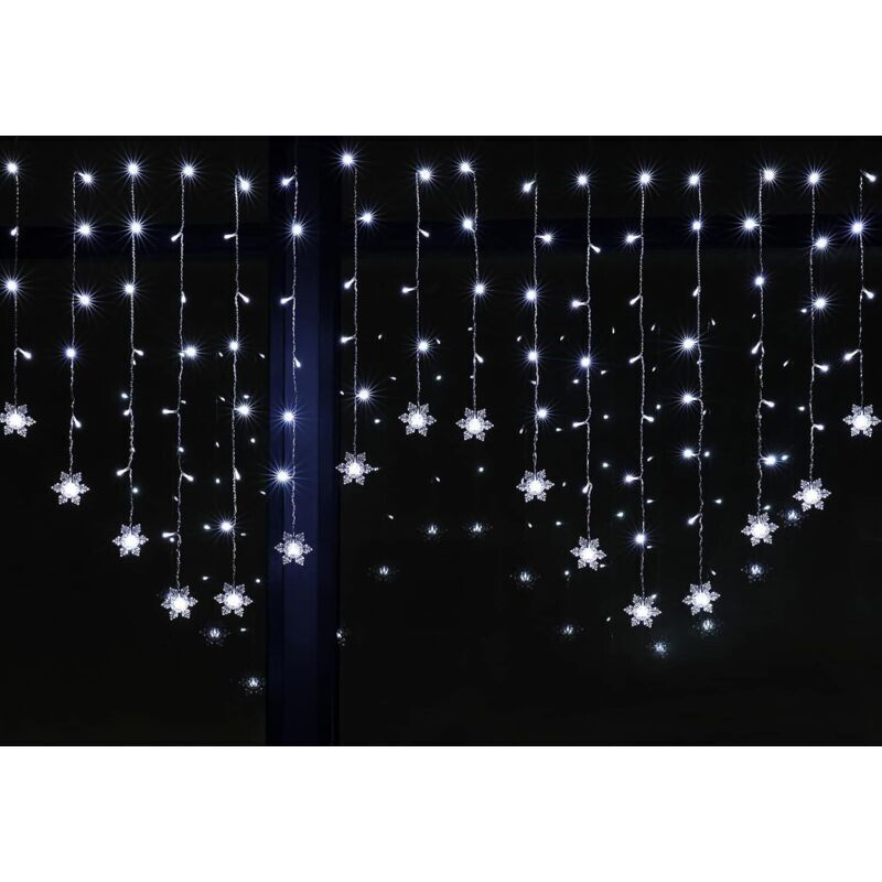 LED Rideau Lumineux de Flocon de Neige 3.5m 8 Modes 220V Guirlandes Lumineuses Branchez-vous Pour Rideau Fenêtre Décoration de Noël Mariage Jardin