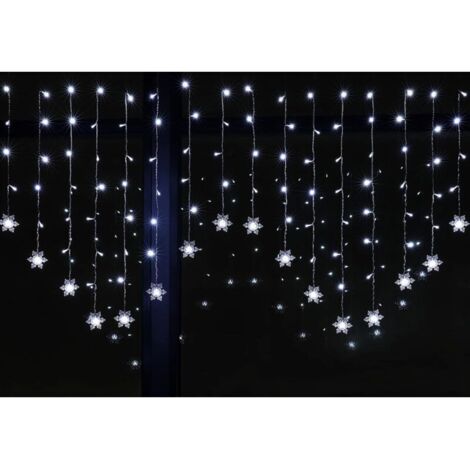 LED Rideau Lumineux de Flocon de Neige 3.5m 8 Modes 220V Guirlandes Lumineuses Branchez-vous  Pour Rideau Fenêtre Décoration de Noël Mariage Jardin Chambre Anniversaire Blanc [Classe énergétique A+]