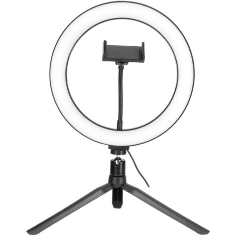 LED-Ring-Schreibtischlampe, 10 Helligkeitsstufen und 3 Farbtemperaturen für Live-Streaming