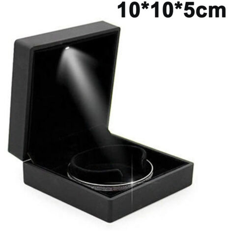 LED-Ringbox, elegante LED-beleuchtete Schmuckschatulle zur Aufbewahrung und Präsentation Ihrer Ringe (Armbandboxgröße)