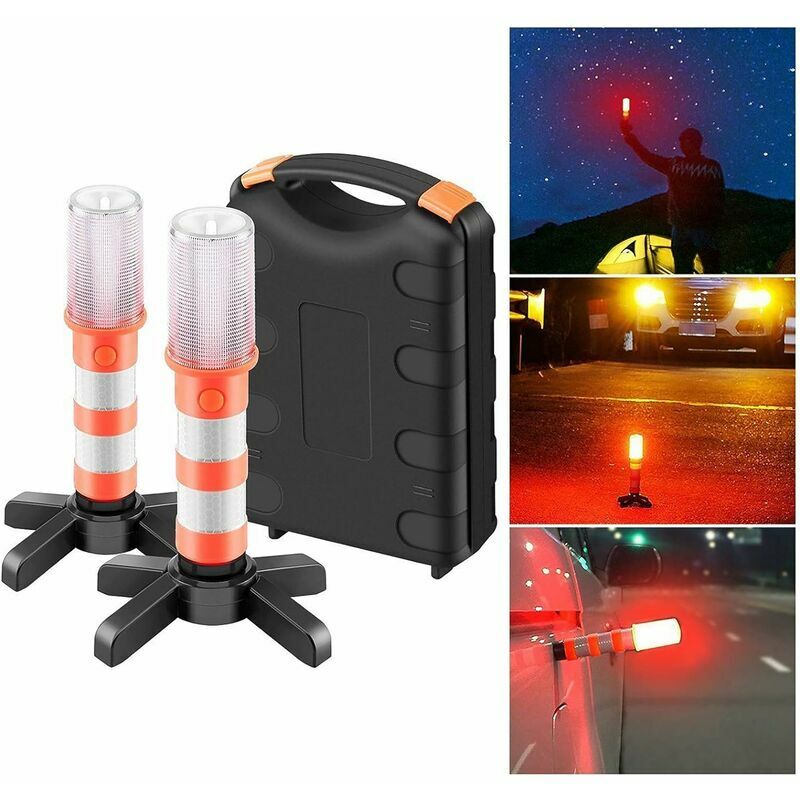 Soleil - Led Road Beacon Light, 2Pcs Car Roadside Emergency Flashing Safety Kit, Strobe Light Warning Beacon Kit For Traffic Warnings
