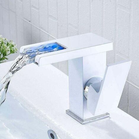 LED Robinet de salle de bain (Blanc) Chaud Froid Comptoir Lavabo Lavabo Salle De Bains Robinet