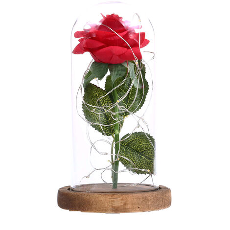 LED Rose Blume String Lichterkette Flasche Nachtlampe Romantische Hochzeitsdekor Glasabdeckung Holzsockel fur Weihnachten Geburtstagsgeschenk