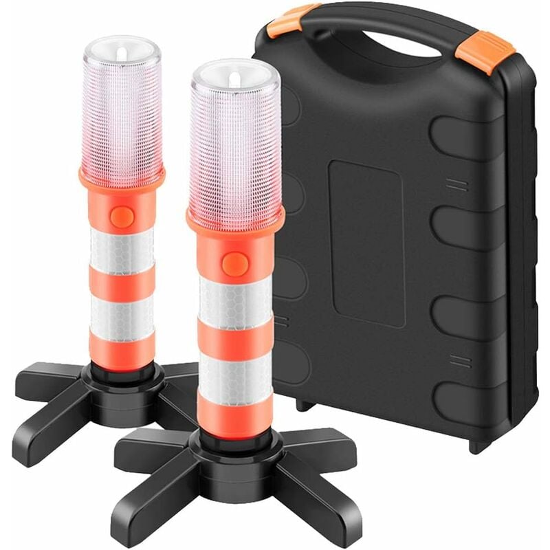 Led Route Lampe de Poche, 2PCS Lumière Stroboscopique de Sécurité Trois Modes de Trafic Avertisseur de Sécurité Route éclater Stroboscope Lampe