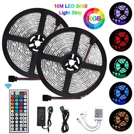 LED Ruban 10m Bande LED 300 leds 5050 RGB IP65 Étanche,Bonve Pet Kit Bande LED RGB+W 2.4W/m Flexible Multicolore Peut-Découpé Cl