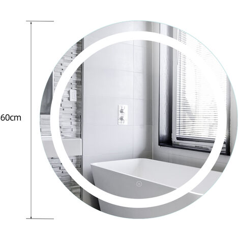 LED Rund Badspiegel,Badezimmerspiegel,Badspiegel mit Beleuchtung, Kupferfreier Quecksilber-Badezimmerspiegel ，60x60cm