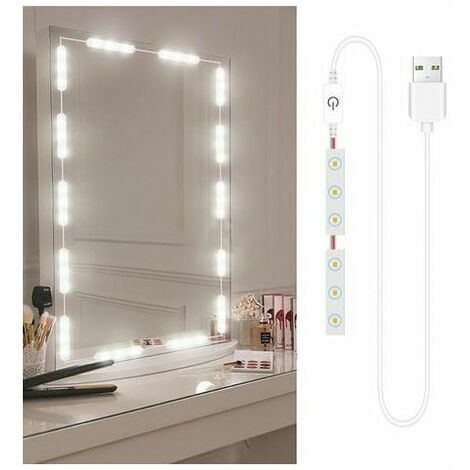 LED-Schminkspiegelleuchte, dimmbar, Touch-Steuerung, Kosmetikspiegelleuchten, beleuchteter Badezimmerspiegel mit USB-Kabel, LED-Lichtleisten, Schminkspiegel, 2 Stück, 6 LEDs – 2 Stück, 6 LEDs