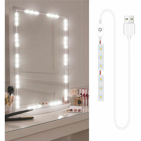 LED-Schminkspiegelleuchte, dimmbar, Touch-Steuerung, Kosmetikspiegelleuchten, beleuchteter Badezimmerspiegel mit USB-Kabel, LED-Lichtleisten, Schminkspiegel, 8 LEDs MAZE