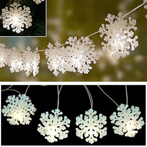 LED Schneeflocken Lichterkette 4m Weihnachtsdeko Winterdeko Fensterbeleuchtung